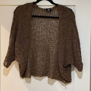 Open Weave Brown Women's Lightweight Cardigan Shrug